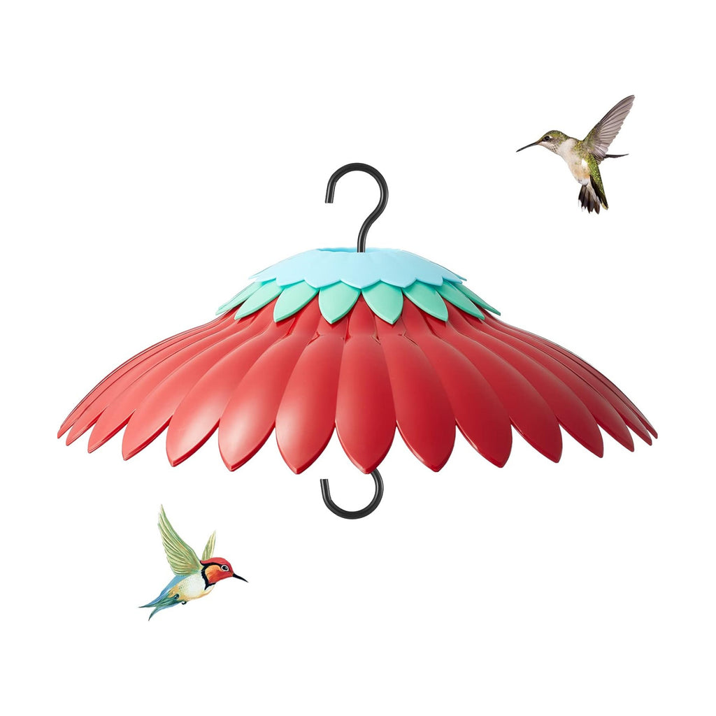 Beserie Squirrel Baffle for Hanging Bird Feeder Rain Cover for Outside Weather Guard Protect Feed from Sun Blue Dome Attract Hummingbirds, Moat Proof, Easy to Clean-14inch(Red)
