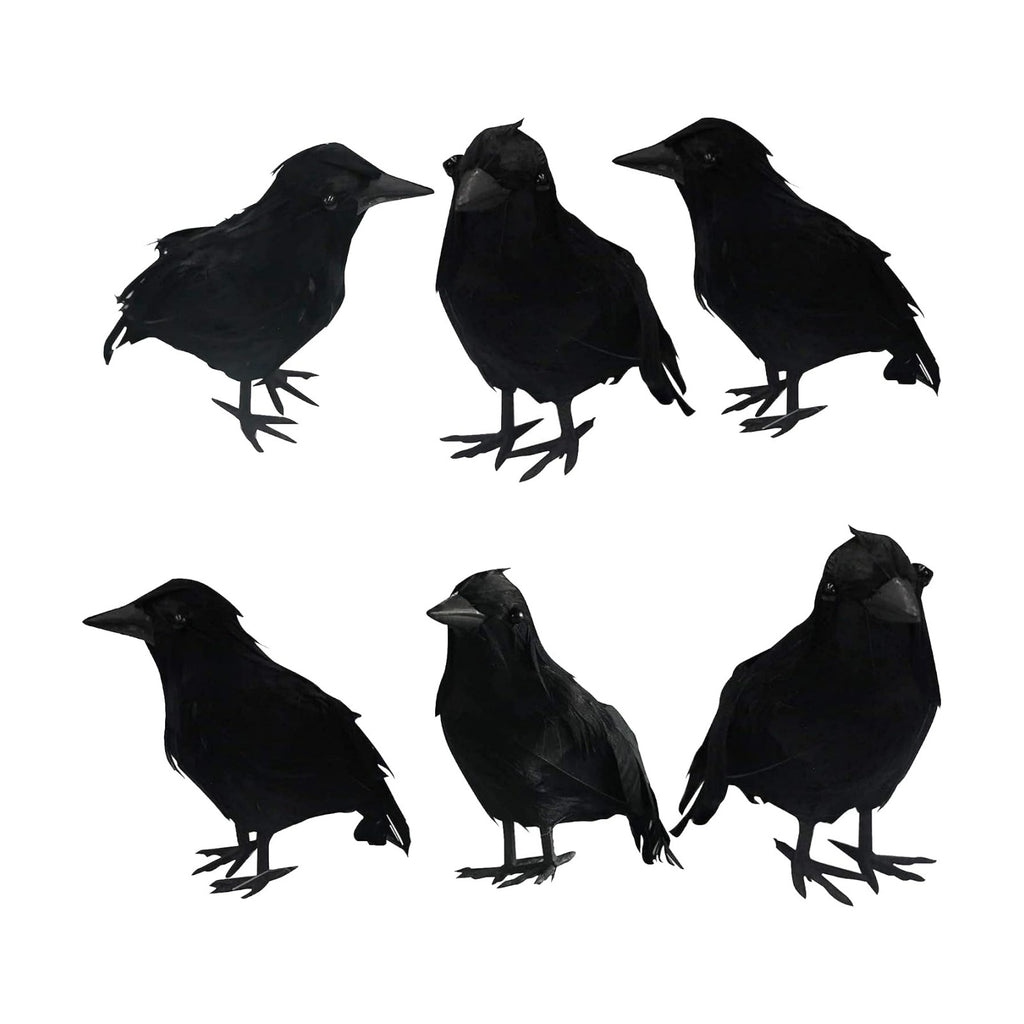 Dazzle Bright 6Pack Halloween Black Feathered Crows Decor, Holiday Decoration for Indoor Outdoor Home Yard Garden Party Carnival Supplies
