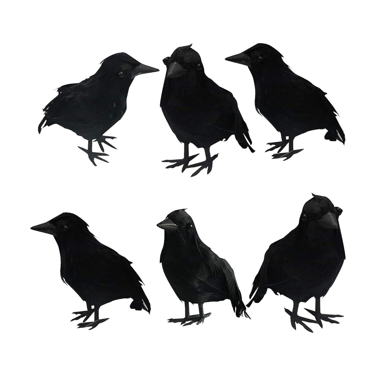 Dazzle Bright 6Pack Halloween Black Feathered Crows Decor, Holiday Decoration for Indoor Outdoor Home Yard Garden Party Carnival Supplies