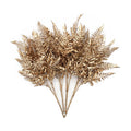 PASYOU Golden Fake Plants, Artificial Flowers Decoration for Christmas Plastic Boston Grass Faux DIY Crafts Indoor Outdoor Home Garden Party Room Bedroom Wedding Table Centerpiece Decor, Gold 4 Pack