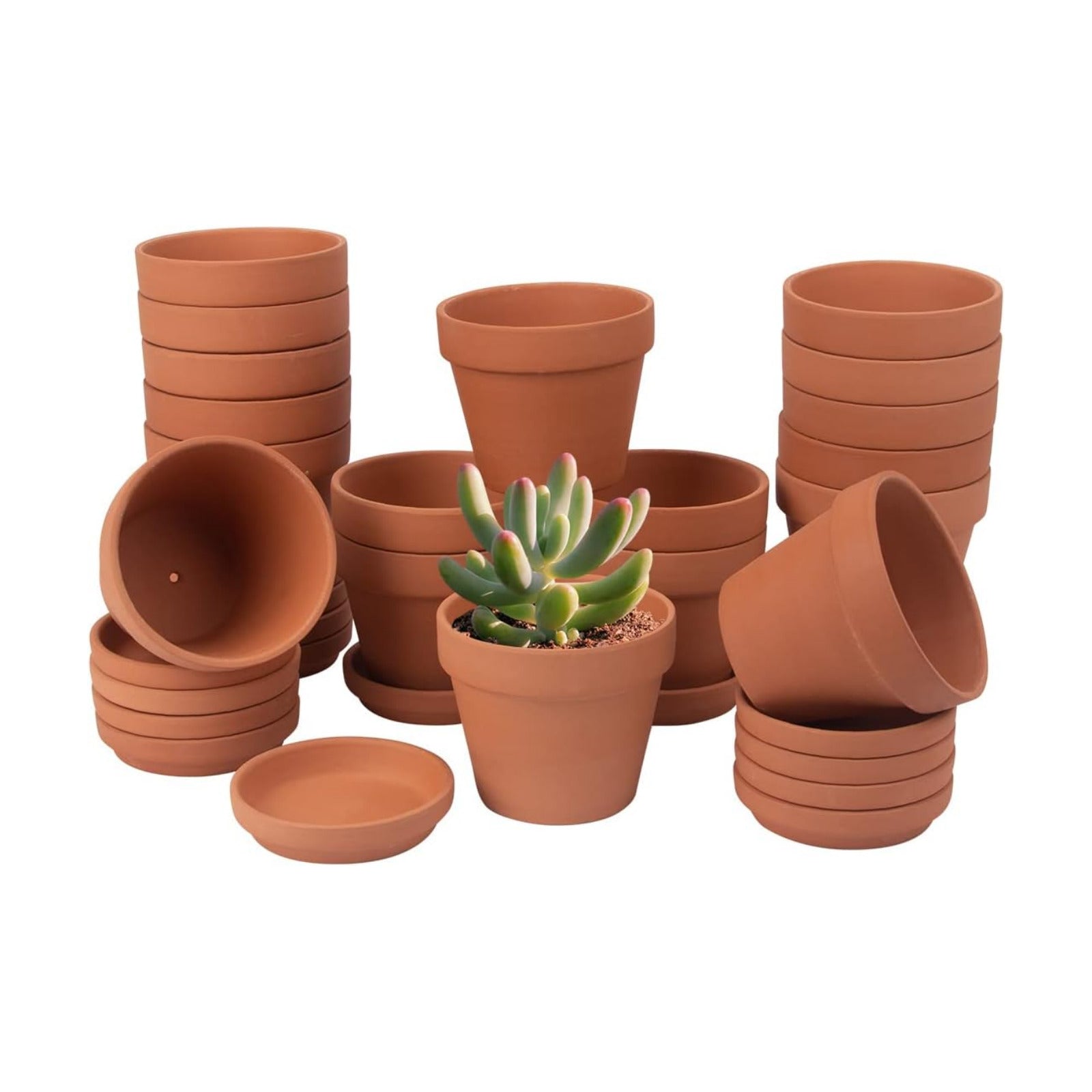 CFKJ [17 Pack] 4" Planter Nursery Pots Terracotta Pot with Saucer Clay Ceramic Pottery Cactus Pot Flower Succulent