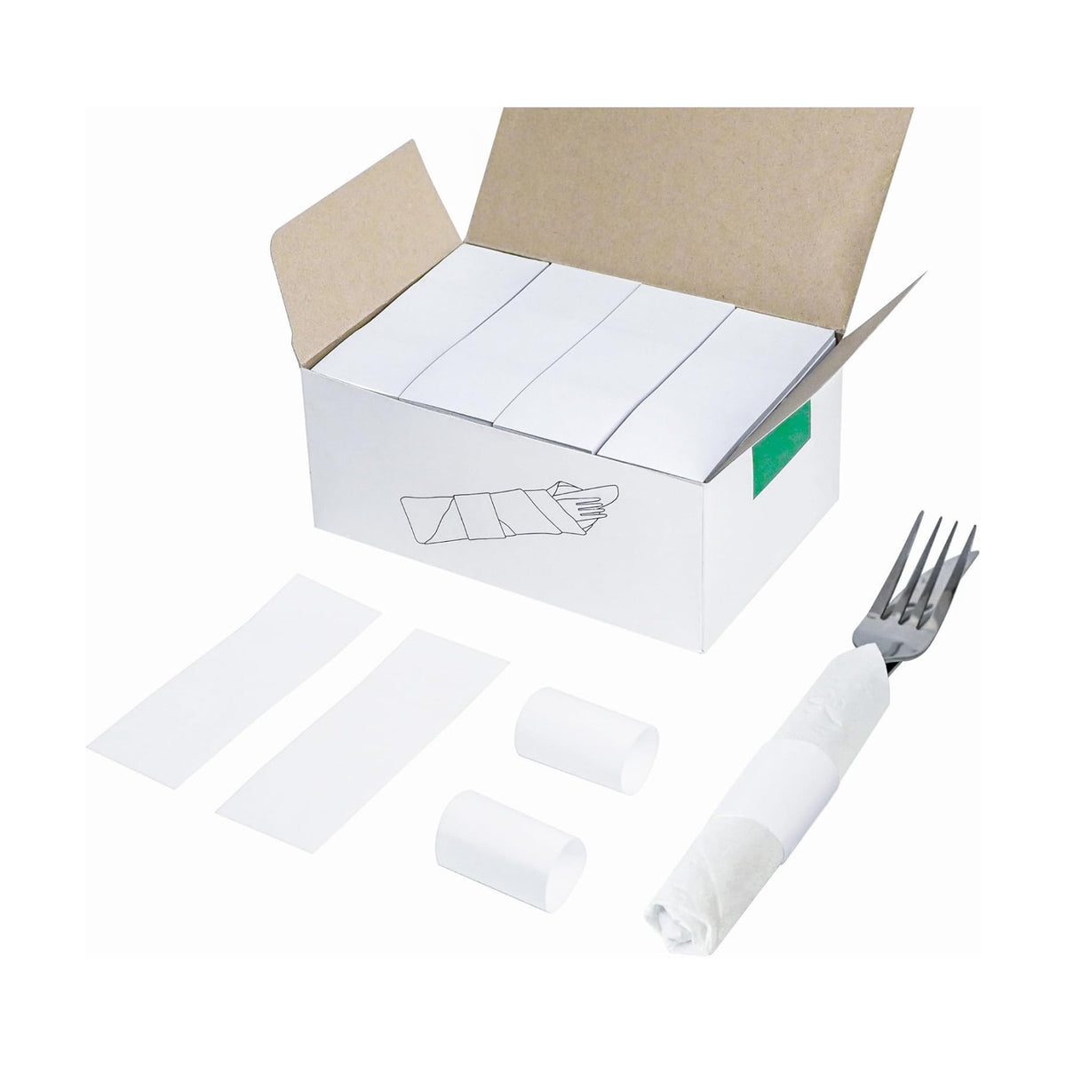NATURALABEL Self-Adhesive Napkin Bands, Pack of 2,000, White