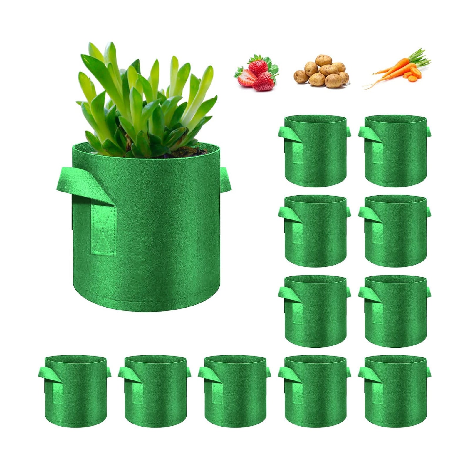 12-Pack 7 Gallon Plant Grow Bags, Thickened Nonwoven Fabric Pots with Handles, Vegetable Planter Bags Containers, Cloth