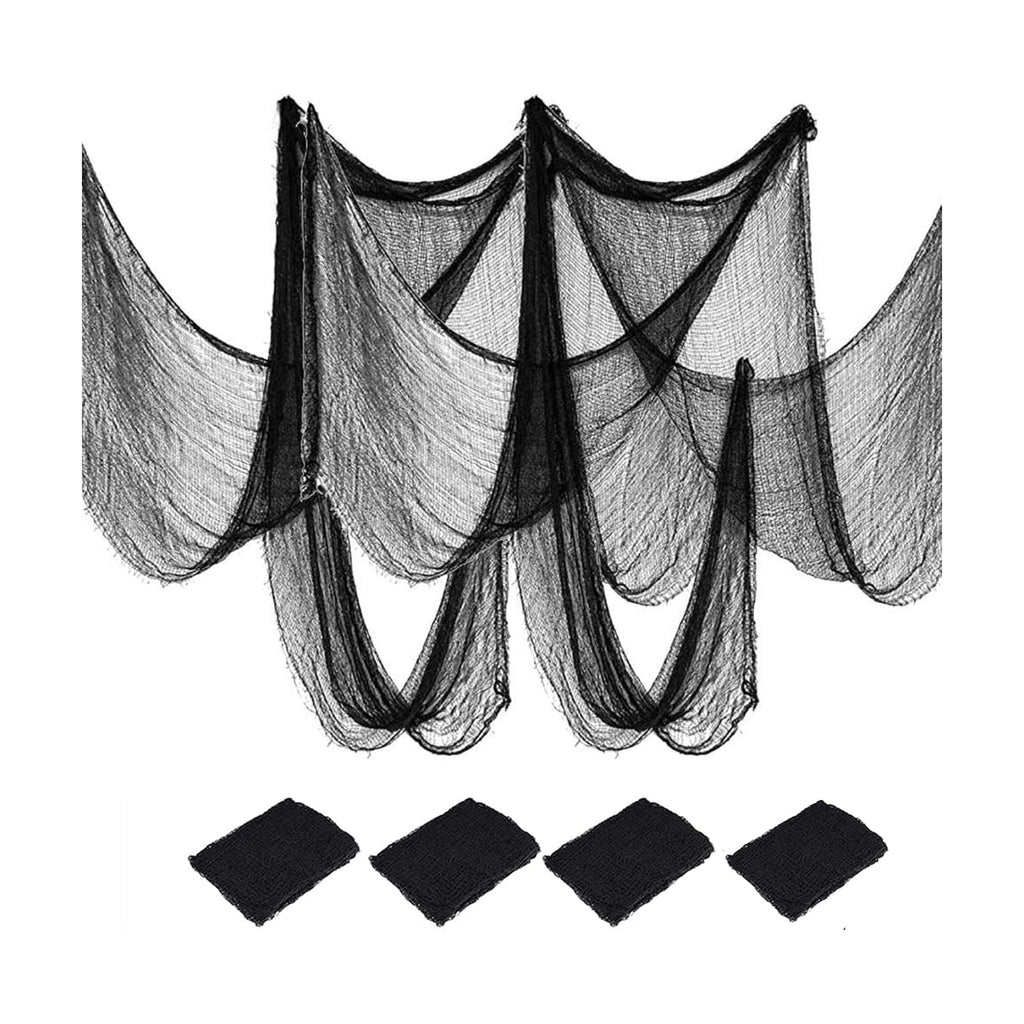 4 Pack Halloween Creepy Cloths, Scary Spooky Cloth Creepy Gauze, 30 x 72inch Freaky Loose Weave Creepy Cloth, Decorations for Haunted Houses Props Halloween Wall Outdoor Indoor Decor (Black)