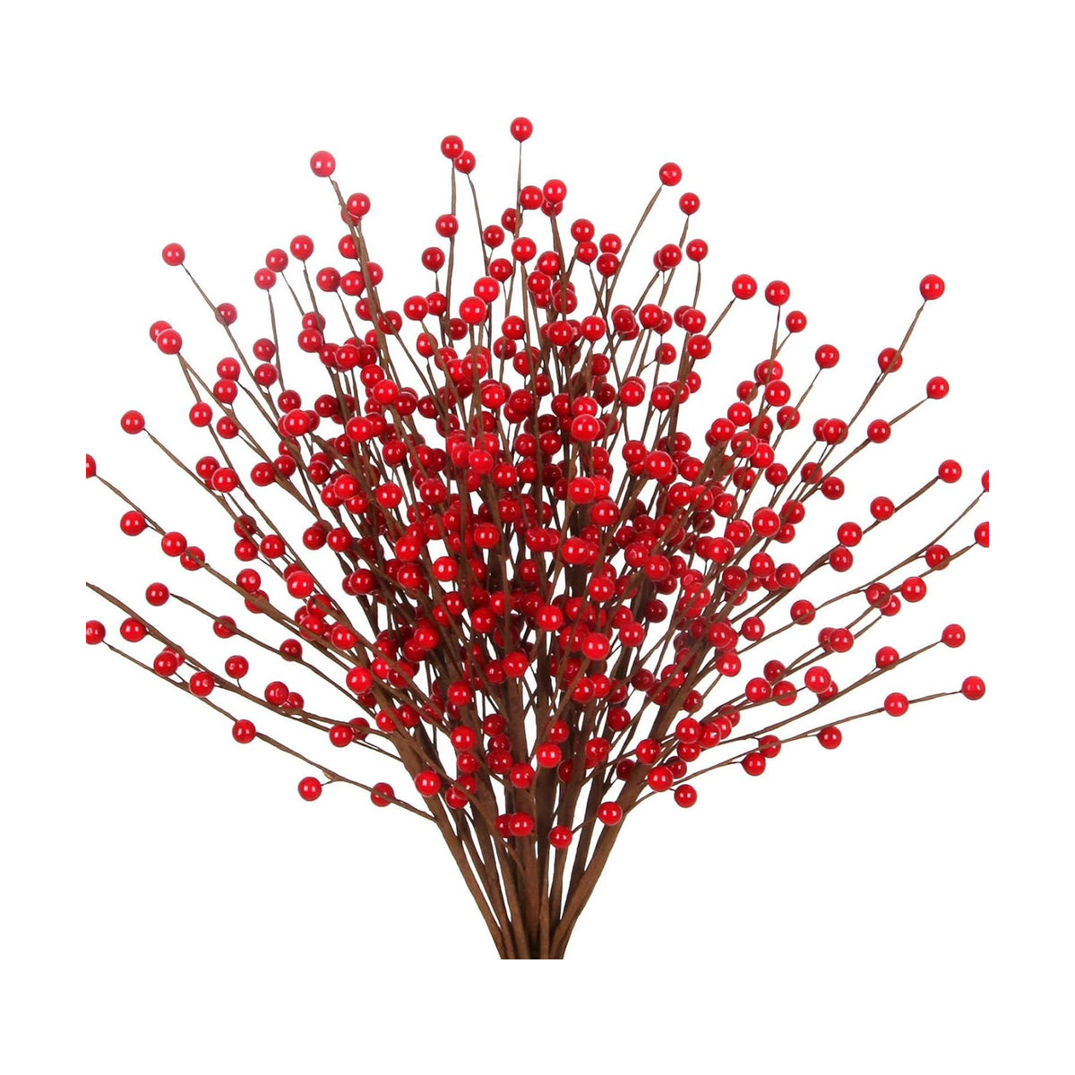 ZIFTY 15Pcs Christmas Artificial Holly Berry Stem, 16.5 Inch Holly Berry Pick Decorative Wire Branch Sprays for Christmas Tree Decorations Flower Arrangements Wedding Holiday Home Decor (Red)