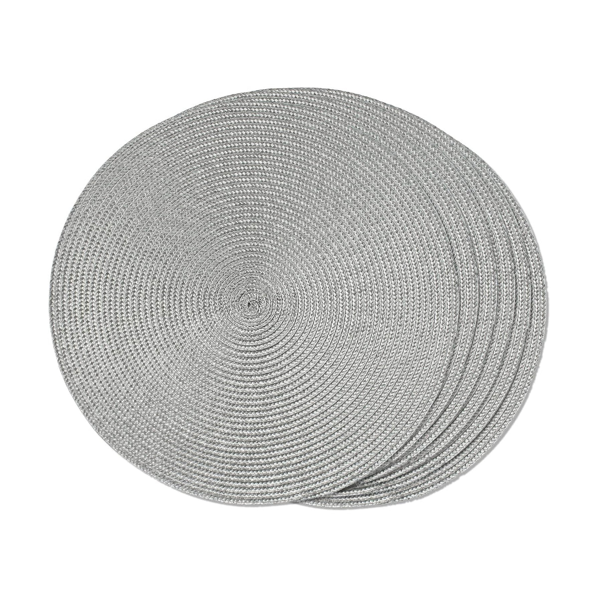 FunWheat Round Braided Placemats Set of 6 Table Mats for Dining Tables Woven Washable Non-Slip Place mats 15 inch(Grey, 6pcs)