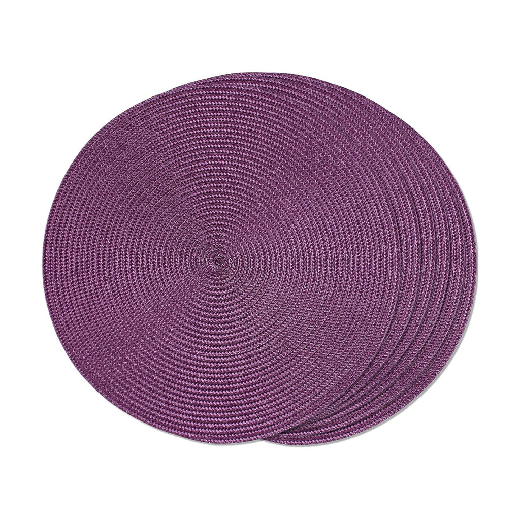 FunWheat Round Braided Placemats Set of 6 Table Mats for Dining Tables Woven Washable Non-Slip Place mats 15 inch(Purple, 6pcs)