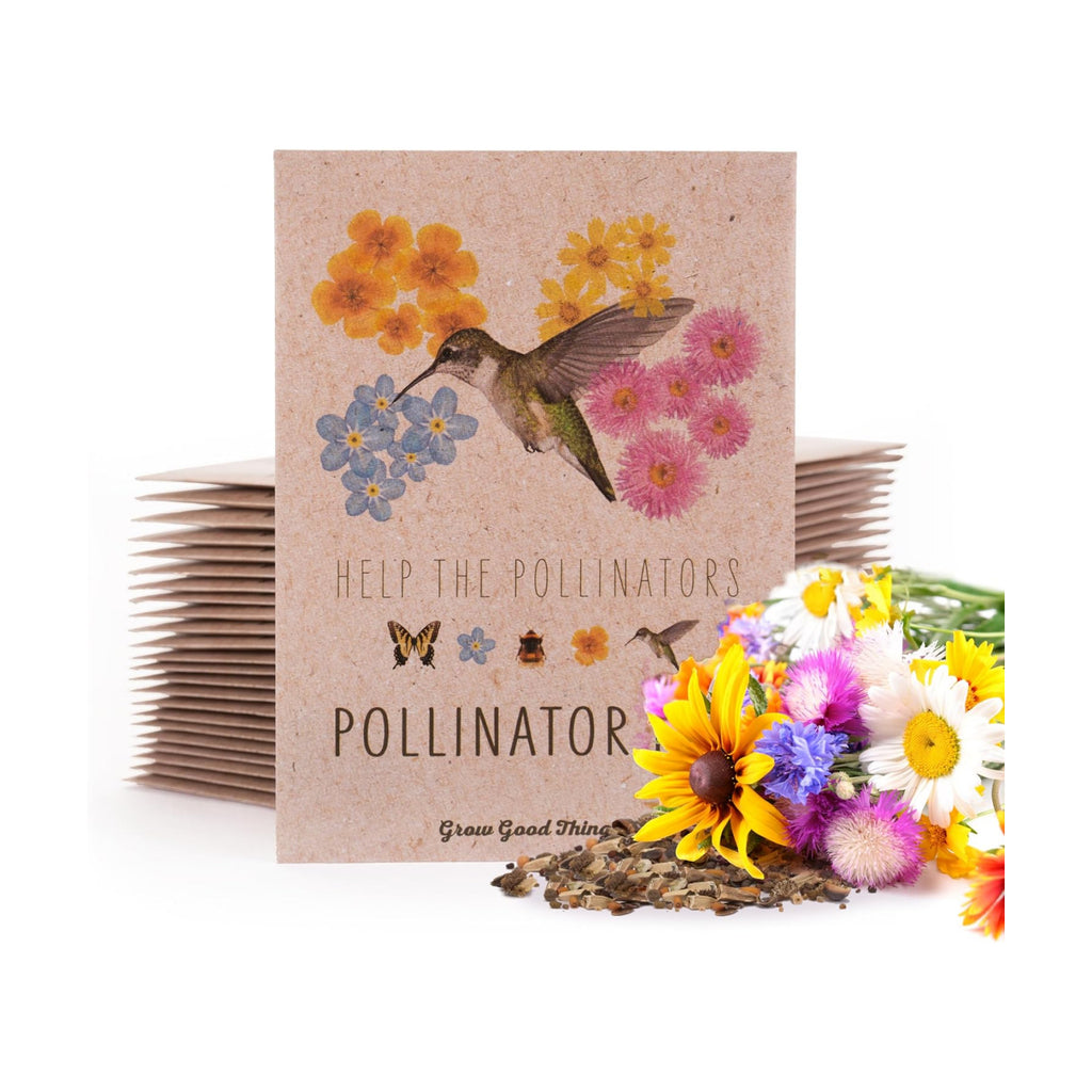 Bentley Wildflower Mix, Pre Filled Hummingbird Packets, 25 Annual Flower Packs, Perfect Eco-Friendly Gift for DIY