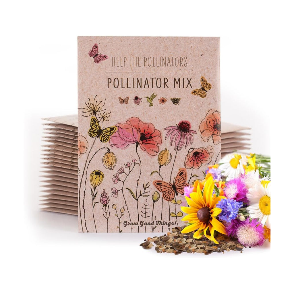 Bentley Pollinator Mix - Pre-Filled, Non-GMO, Non-Coated Butterfly Packets - 25 Annual Wildflower Seeds - Perfect