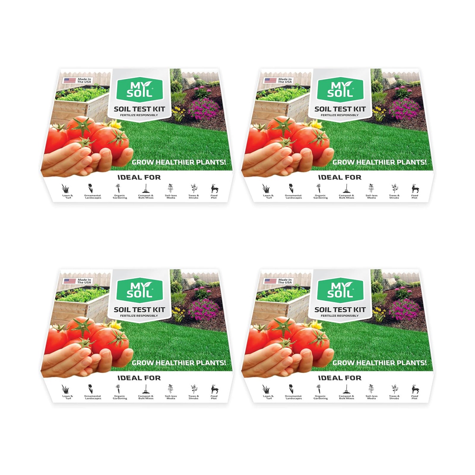 MySoil Soil Test Kit 4 Pack, Unlock Your Lawn & Garden Potential, Complete & Accurate Nutrient and pH Analysis with