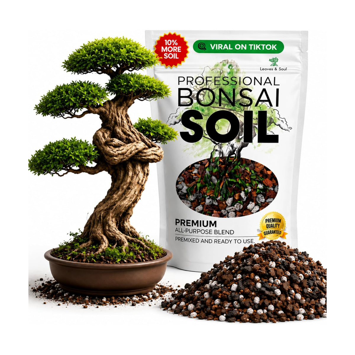 Professional Bonsai Soil Mix Ready to Use Extra Large 8.2 Quarts, Premium Potting Soil for Bonsai Trees, Fast Draining Blend Lava Limestone Pearock Calcined Clay Pinebark Indoor Outdoor Made in USA