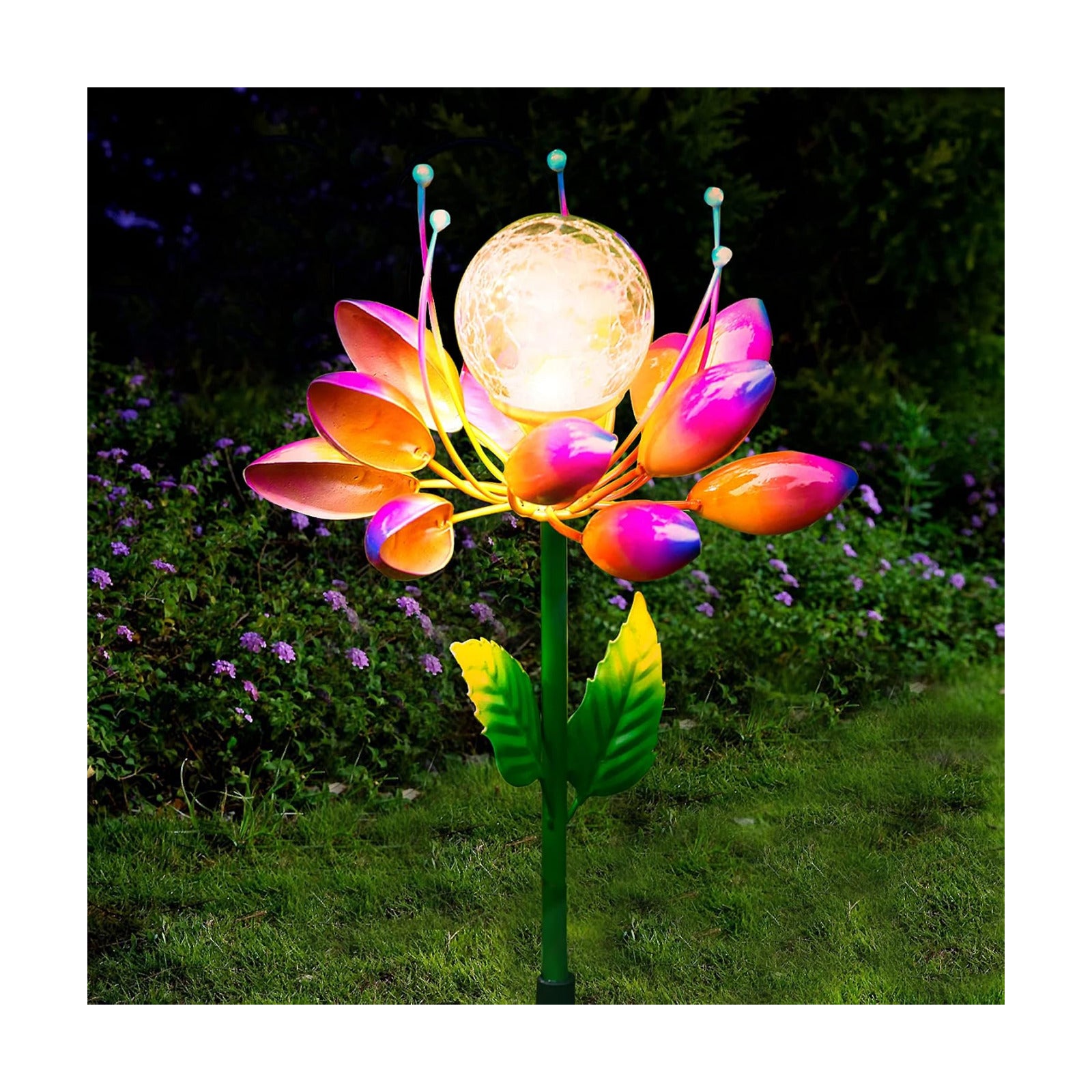 Solar Garden Decorations Metal Flower Stake Solar Outdoor Lights | Windmill Garden Stake ,Outdoor Waterproof for Yard