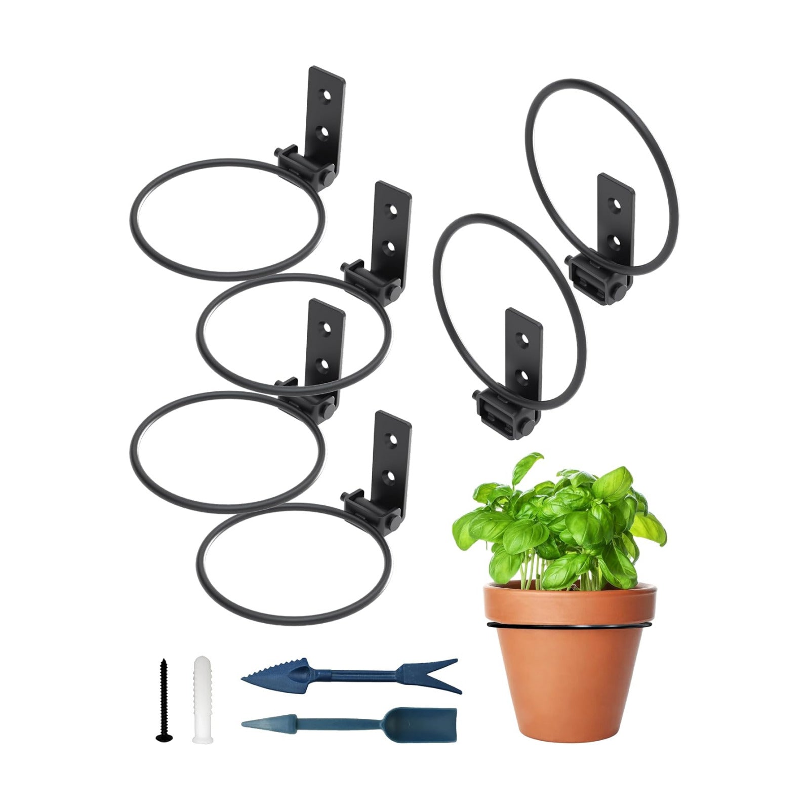 Foldable Flower Pot Holder Rings, 4 Inch 6 Pack | Foldable ring design securely supports flower pots while saving space