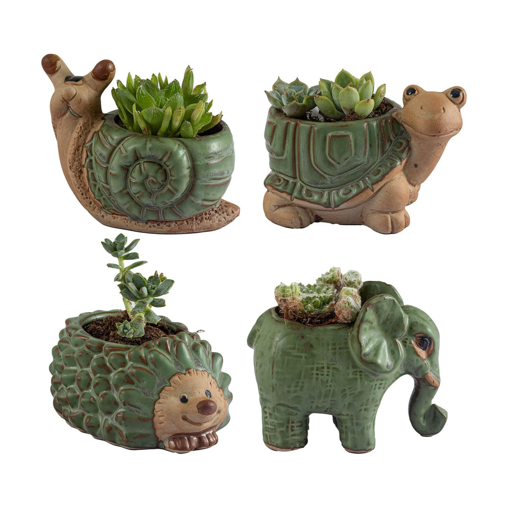 Small Succulent Pots with Drainage, Indoor/Outdoor Ceramic Animal Planter, Cute Cactus/Bonsai Small Flower Pots for