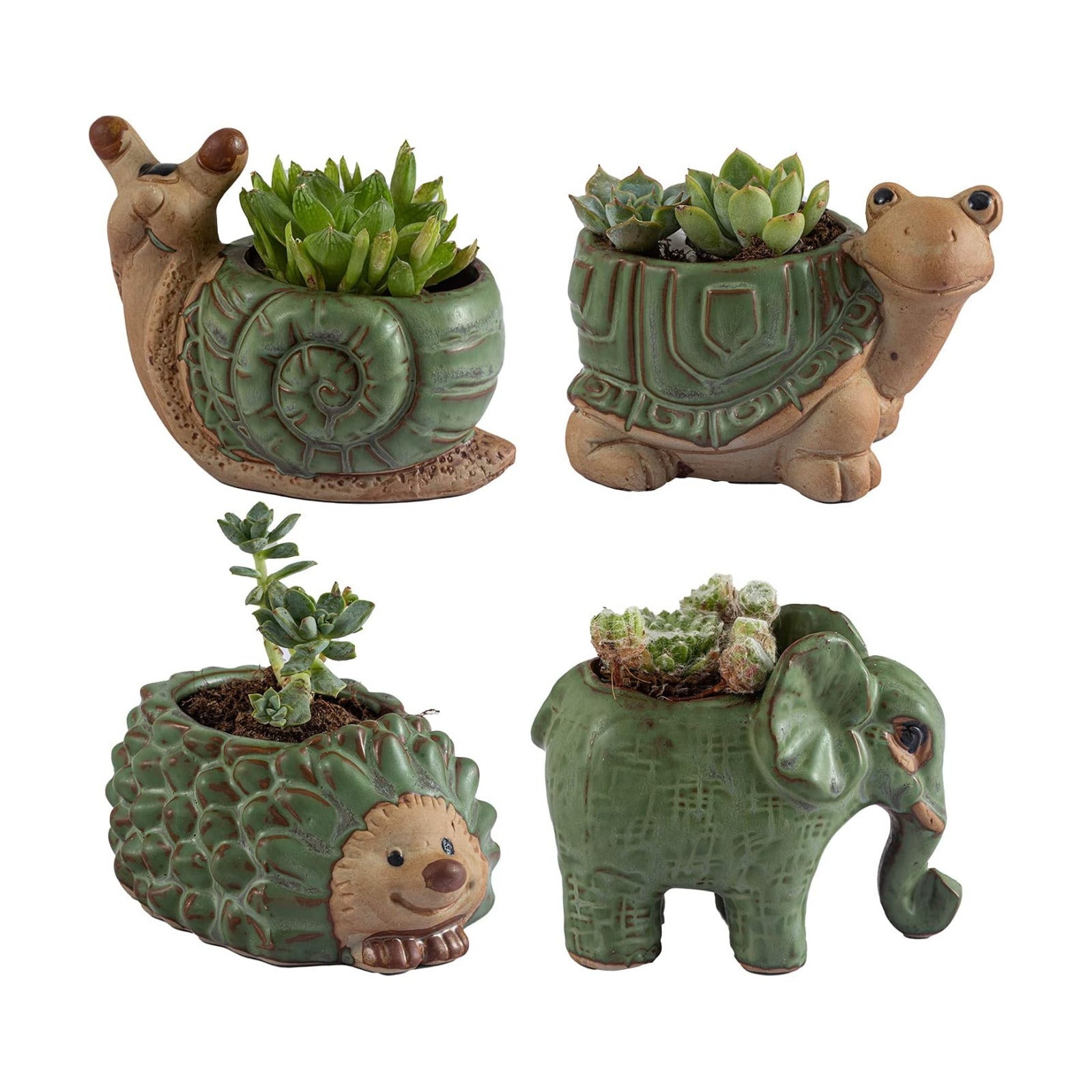 Small Succulent Pots with Drainage, Indoor/Outdoor Ceramic Animal Planter, Cute Cactus/Bonsai Small Flower Pots for