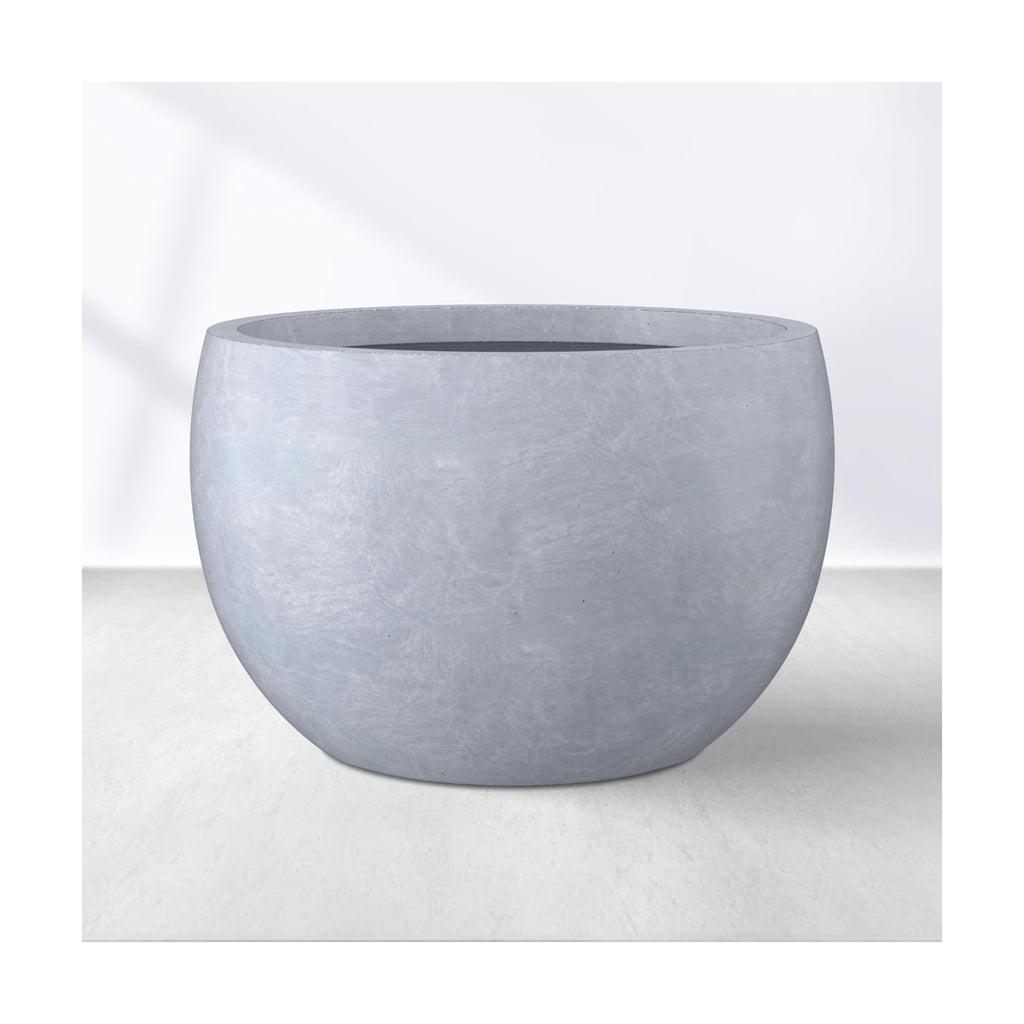 Kante Small Round Bowl Blue Gray Concrete Planter 11.8" Dia, Outdoor | Rubber Plug for Indoor, Drainage for Garden
