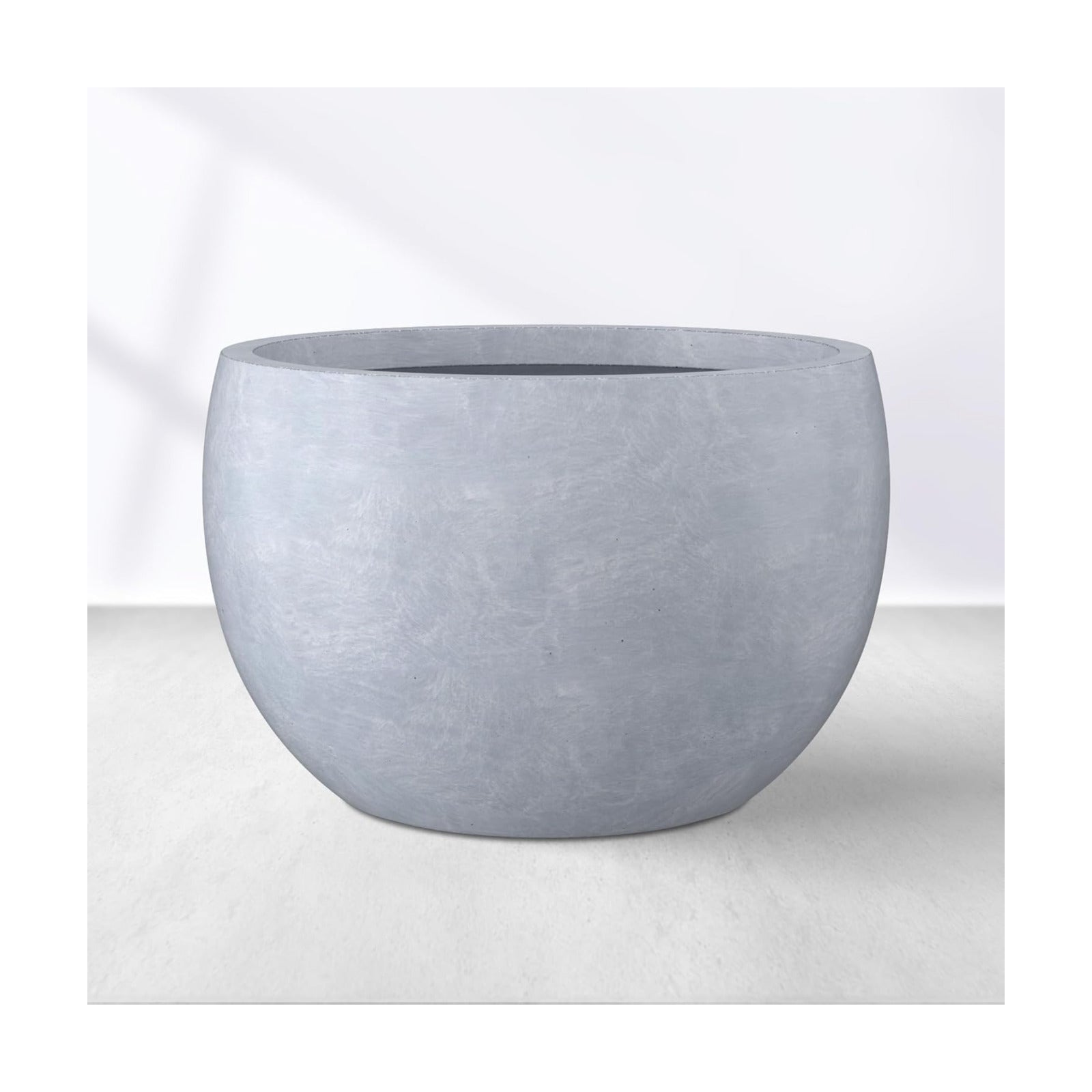 Kante Small Round Bowl Blue Gray Concrete Planter 11.8" Dia, Outdoor | Rubber Plug for Indoor, Drainage for Garden