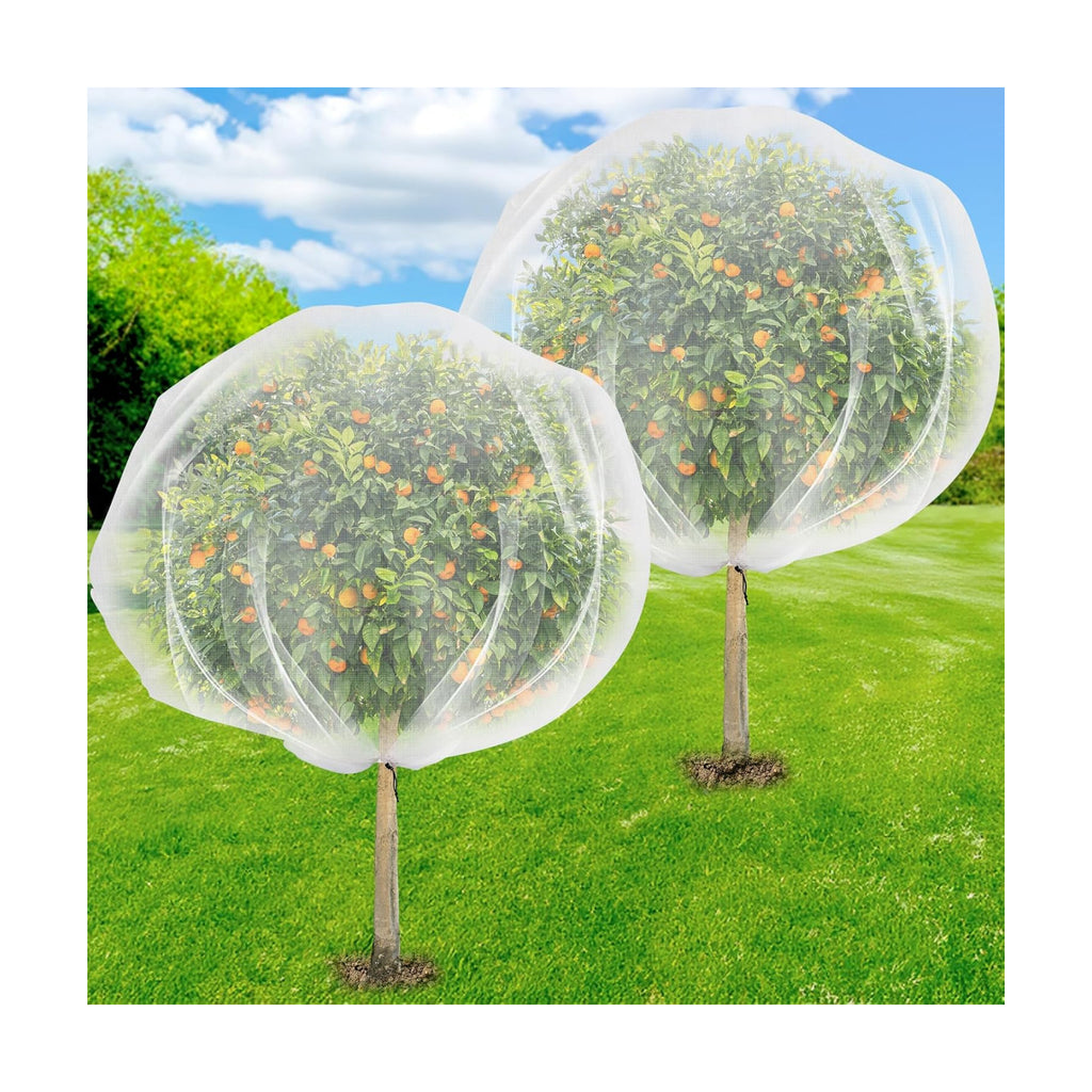 2 Pack 7 x 6 ft Fruit Tree Netting Covers with Drawstring | Ultra-Fine Mesh Garden Insect & Bird Protection Cover