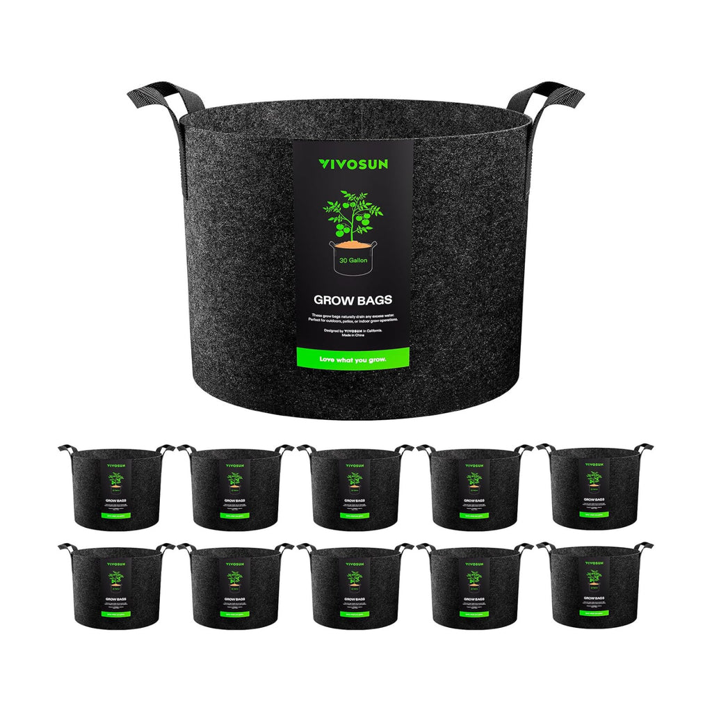 VIVOSUN 10-Pack 30 Gallon Plant Grow Bags Fabric Pots with Handles | 300G Thickened Nonwoven Fabric, Excellent