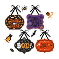 4 Pcs Felt Halloween Signs Wreath Decor for Front Door Indoor, Funny Style