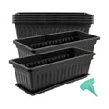 JOIKIT 17 Inches Black Plastic Planter Box, 6 Packs, Good Drainage, Indoor Outdoor Usage, for Garden, Windowsill