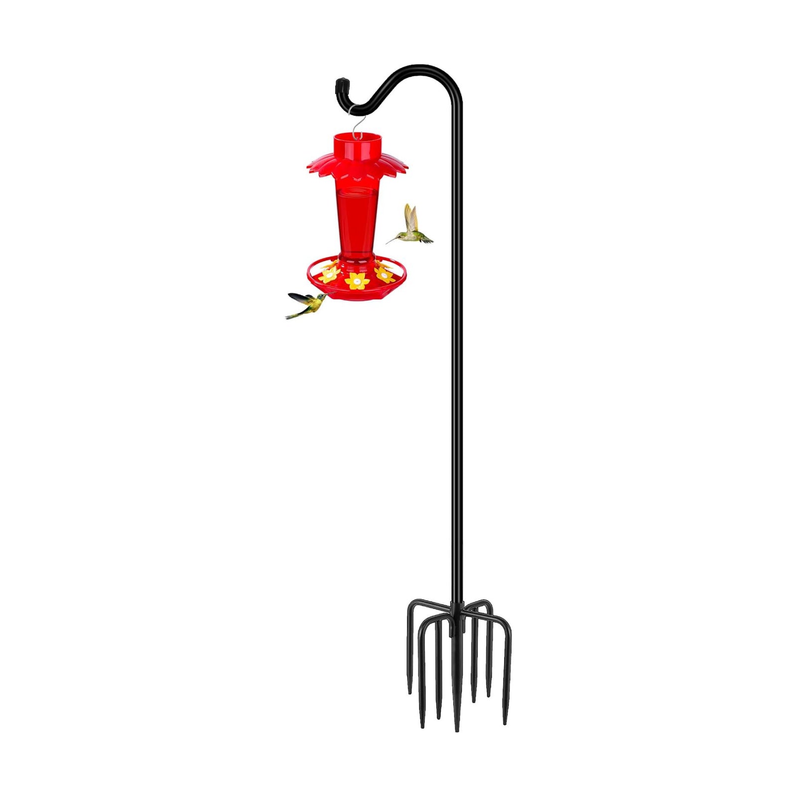 Gtongoko Adjustable Shepherds Hooks for Outdoor 76 Inch Bird Feeder Pole with 7 Prongs Base, 3/4 Inch Thick Heavy Duty