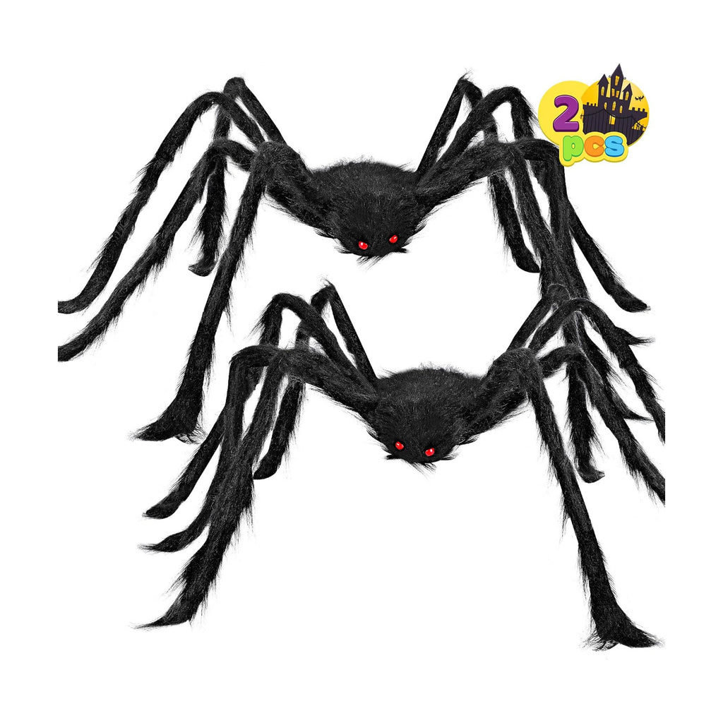 JOYIN 2 Pack 4 Ft Halloween Spider Decorations Outdoor, Scary Large Giant Spiders with Adjustable Legs for Halloween Outside Decor, Yard Lawn Indoor Haunted House Props
