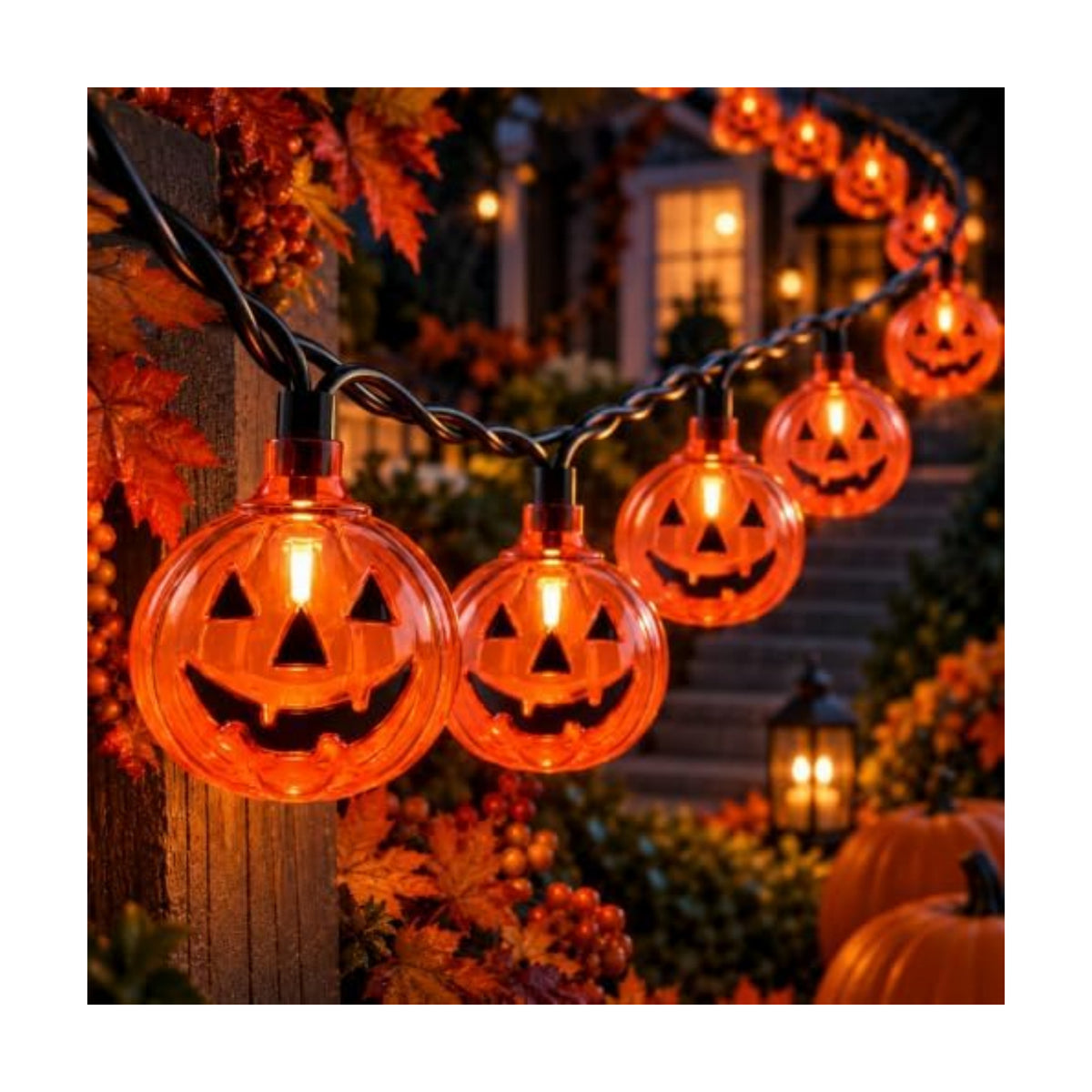 8.5FT Pumpkin String Lights with 10 Bulbs for Halloween Outdoor Decor Party