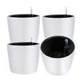 JOIKIT 4 Pack 7 Inches Self Watering Planter, White Plant Flower Pots with Water Level Indicator, Self Watering Pots