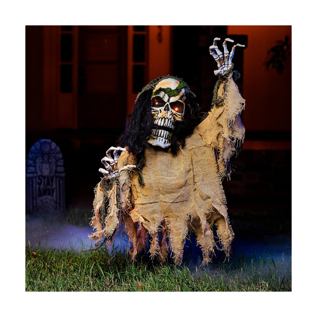JOYIN Halloween Decoration Outdoor Animated Zombie Groundbreaker, Light-up Skeleton Zombie Groundbreaker Prop with Creepy Sound for Halloween Outside Decoration, Lawn, Yard, Patio, Haunted House Decor