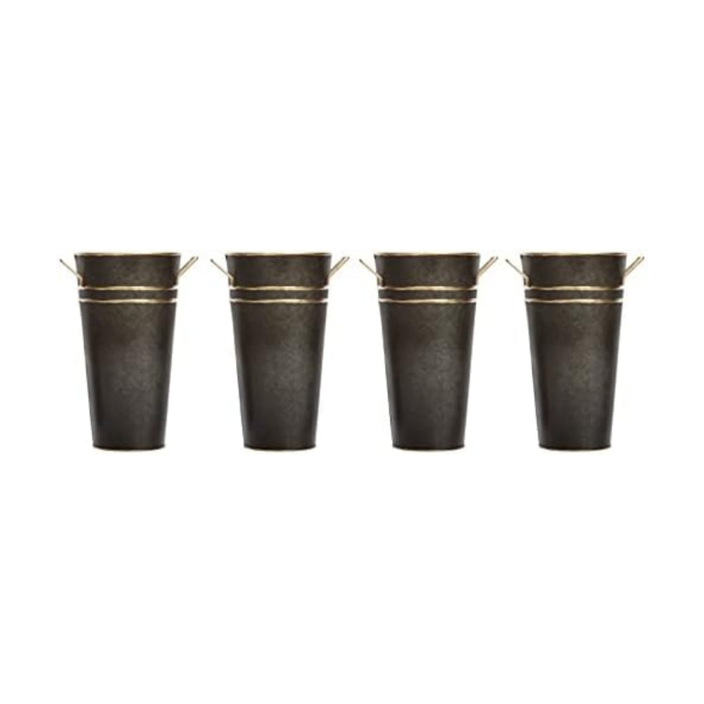Hosley Set of 4 Metal Vases with Zinc Finish 9 Inch High Ideal Gift for Wedding Special Occasion Home Office Dried Floral Arrangements