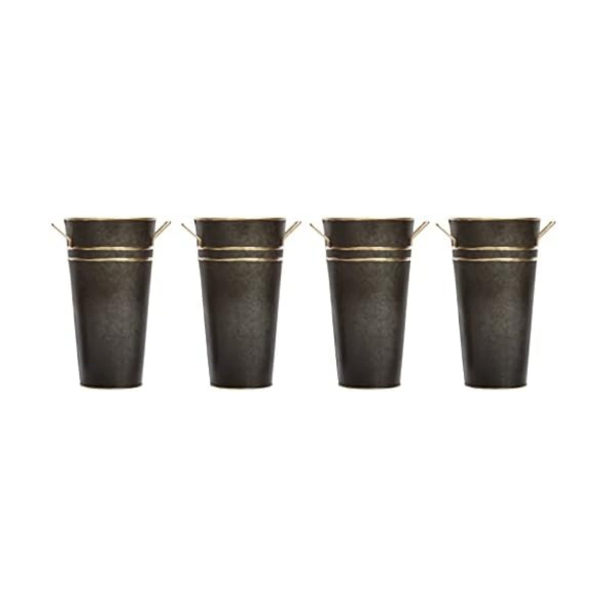 Hosley Set of 4 Metal Vases with Zinc Finish 9 Inch High Ideal Gift for Wedding Special Occasion Home Office Dried Floral Arrangements