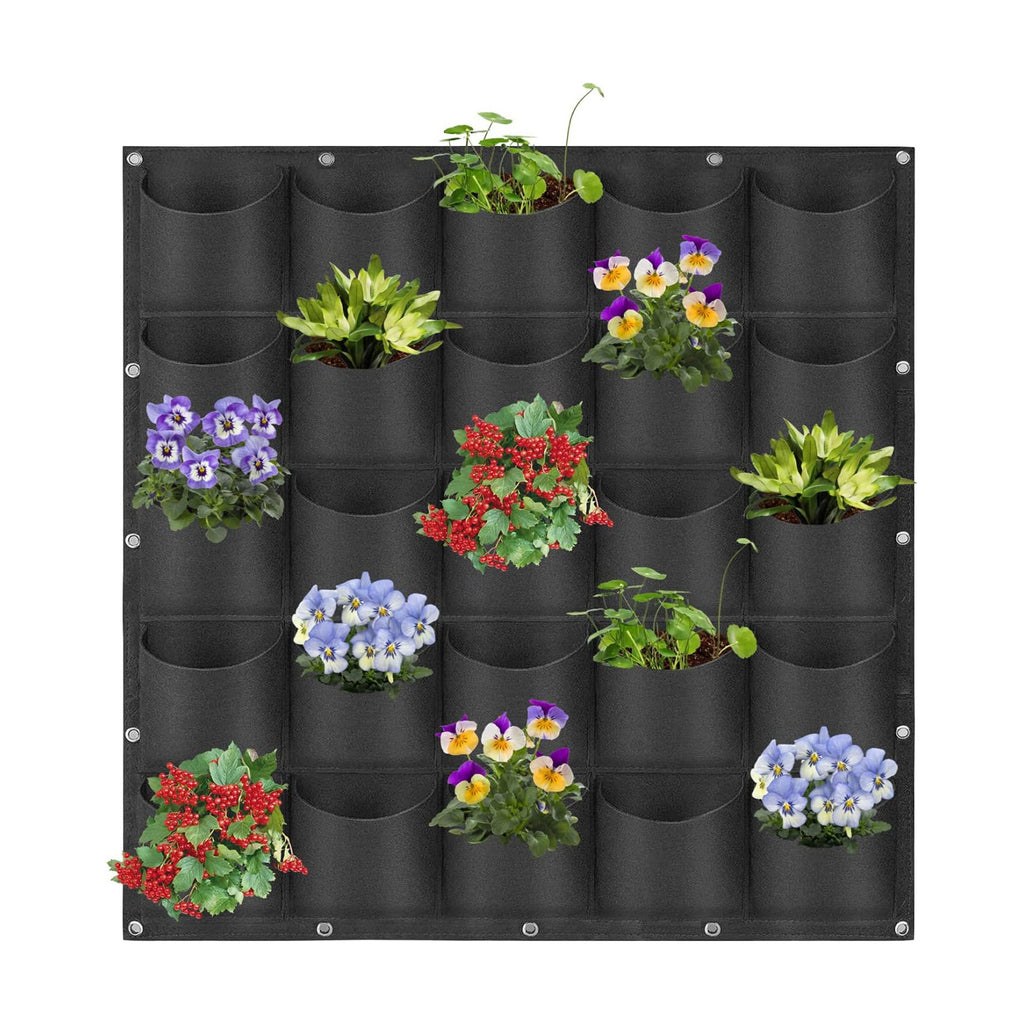 25 Pockets Hanging Planter Bags, Hanging Vertical Wall Mounted Plant Planting Grow Bags, Herb Garden Planter Outdoor
