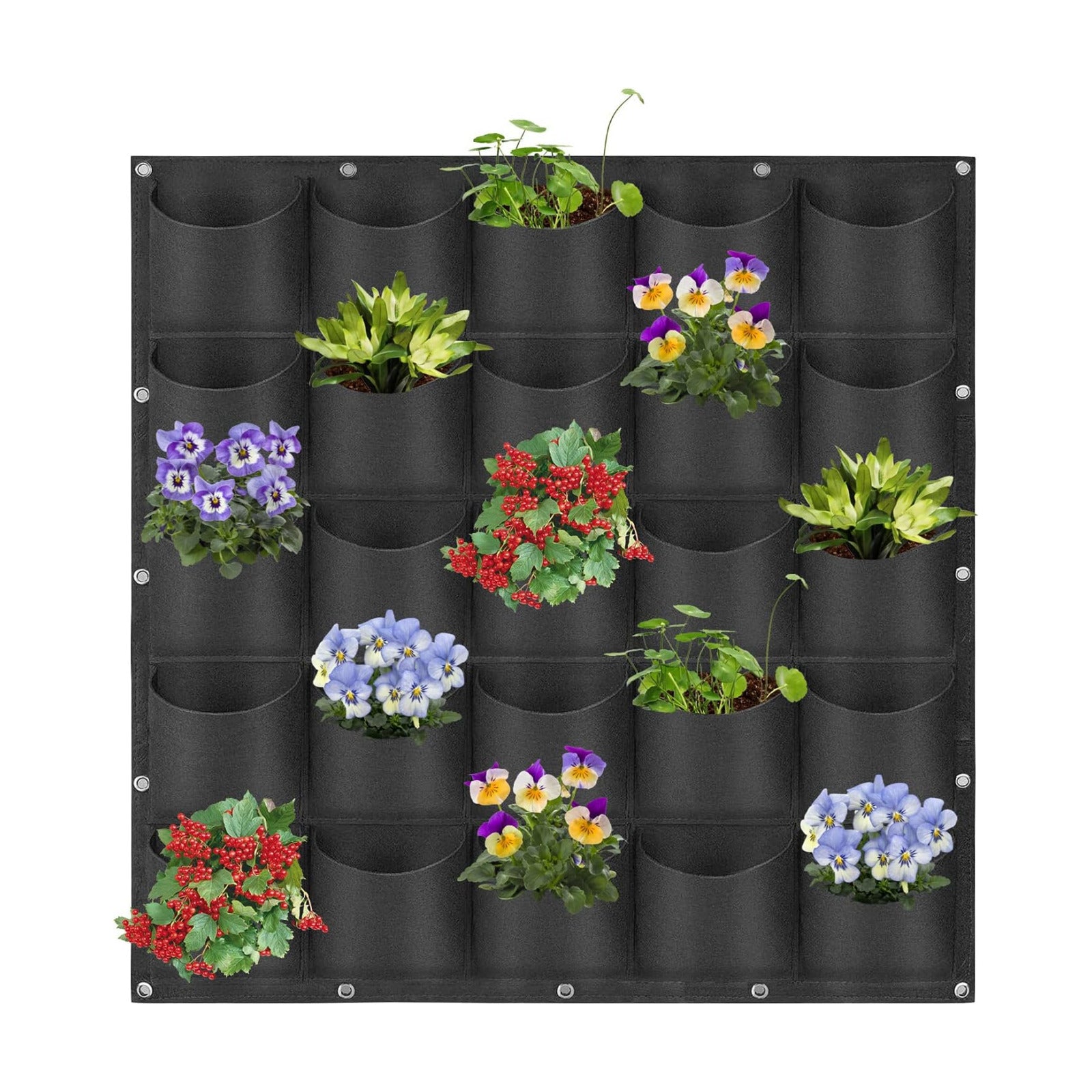 25 Pockets Hanging Planter Bags, Hanging Vertical Wall Mounted Plant Planting Grow Bags, Herb Garden Planter Outdoor
