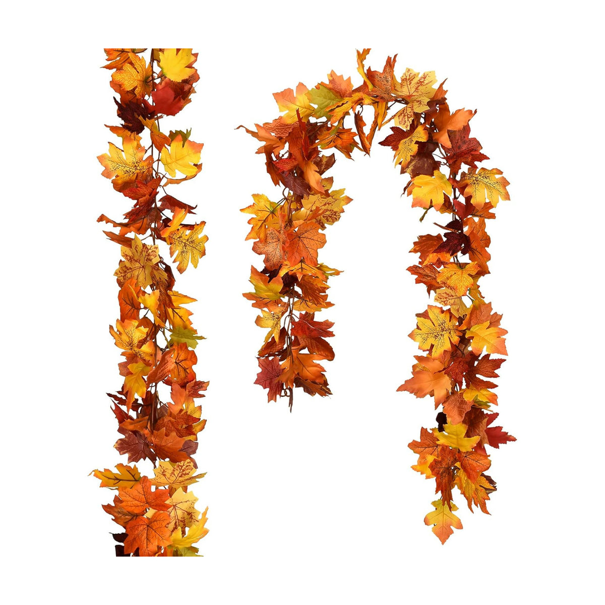 DearHouse 2 Pack Fall Maple Leaf Hanging Vine Garland Artificial Autumn Foliage Thanksgiving Decor for Home Wedding Fireplace Party Christmas (Light Yellow)