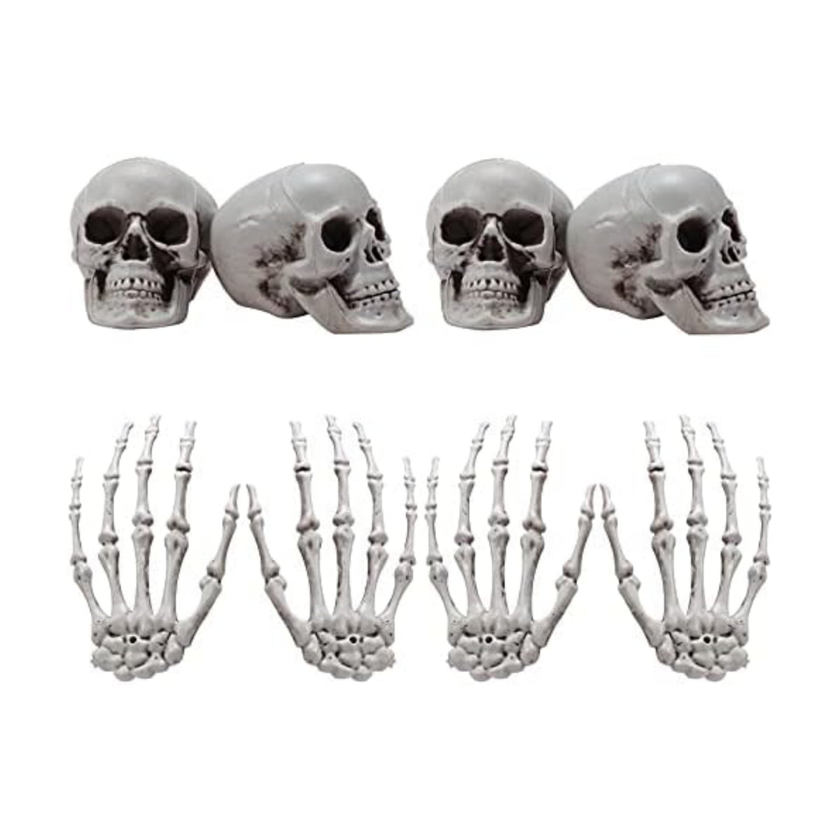 Sumind 8 Pcs Halloween Skeleton Hands Mini Skulls, Plastic Fake Decor