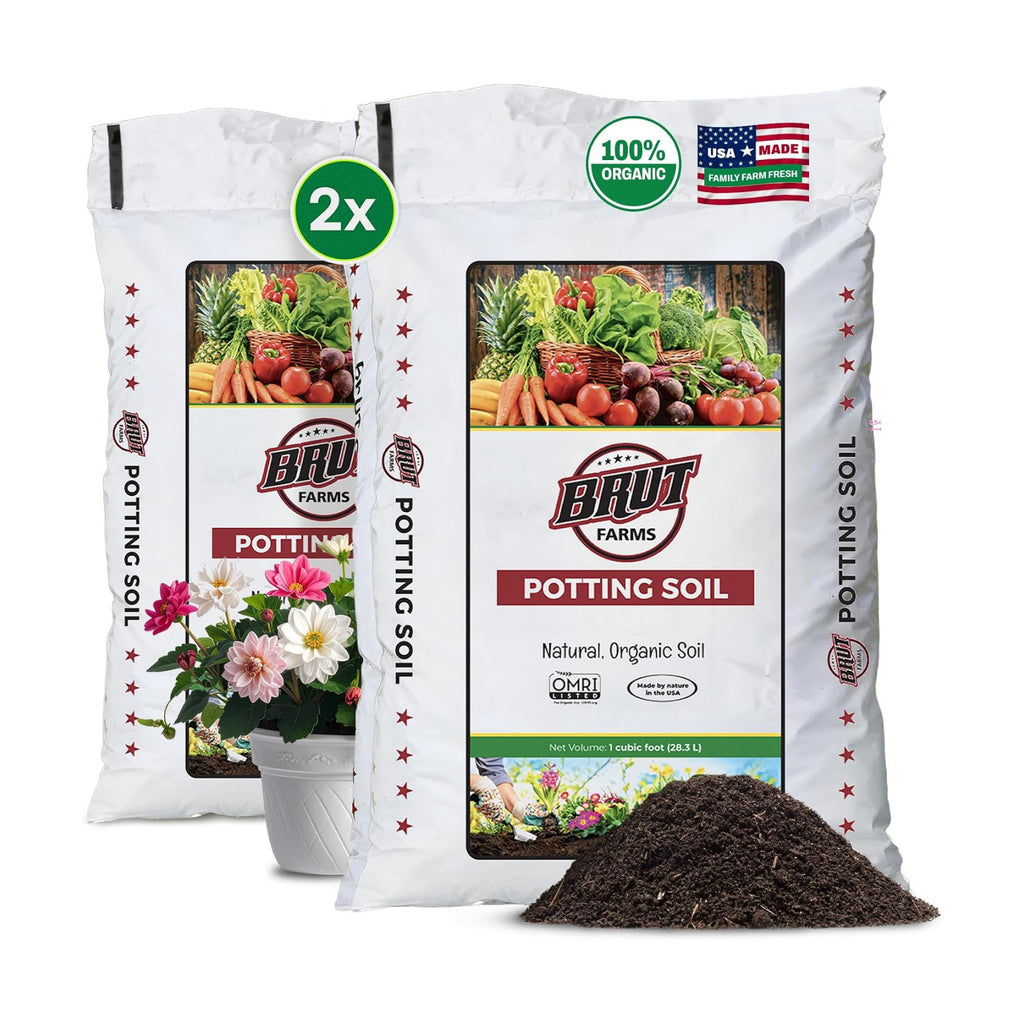 Brut Organic Potting Soil 1 CU FT – Premium Plant Soil with Organic Worm Castings, Trace Minerals & Perlite –