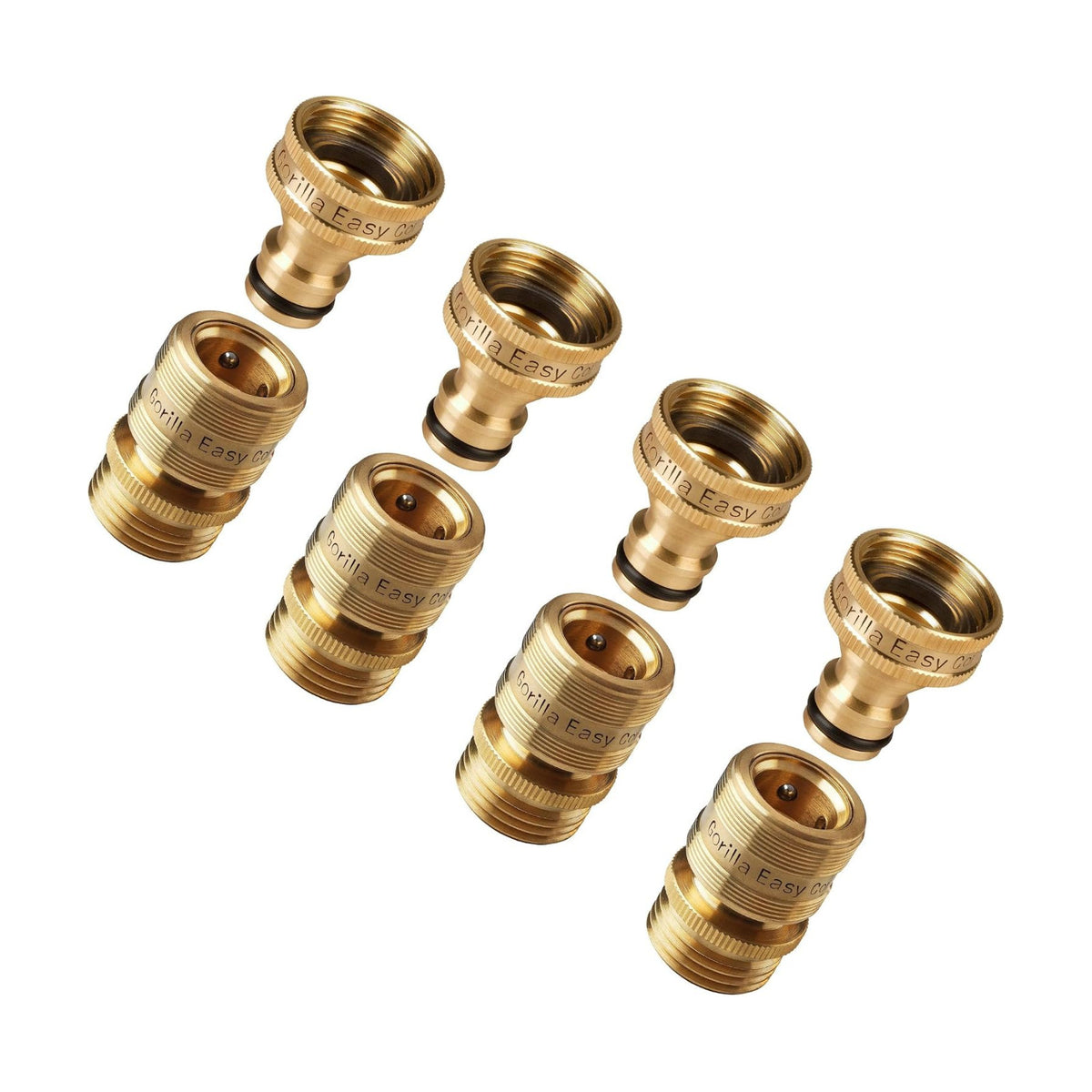 Locking Garden Hose Quick Connect Fittings. 3/4 Inch GHT Solid Brass Leak Proof to 200 PSI Heavy Duty