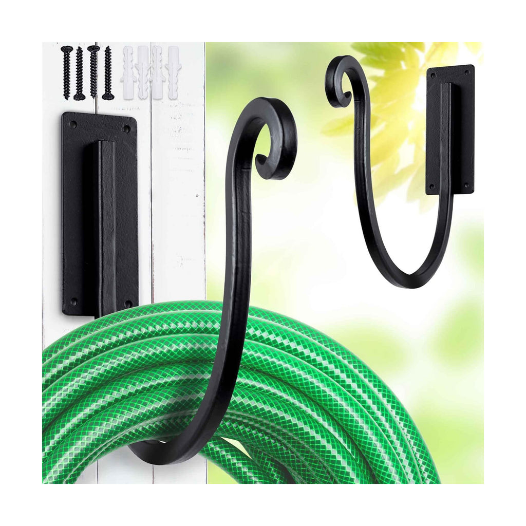 Hose Holders Wall Mount: 2PCs 8-Inch Heavy-Duty Garden Hose Hangers Outdoor | Metal Hand-forged Hose Racks Mount