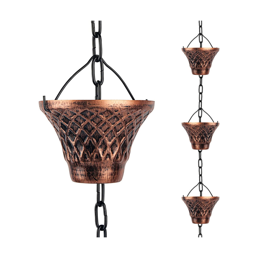 Rain Chains for Gutters Outside Copper Rain Chain 8.5FT 12 Cups | Rain Catcher Chain for Heavy Rain,Rust