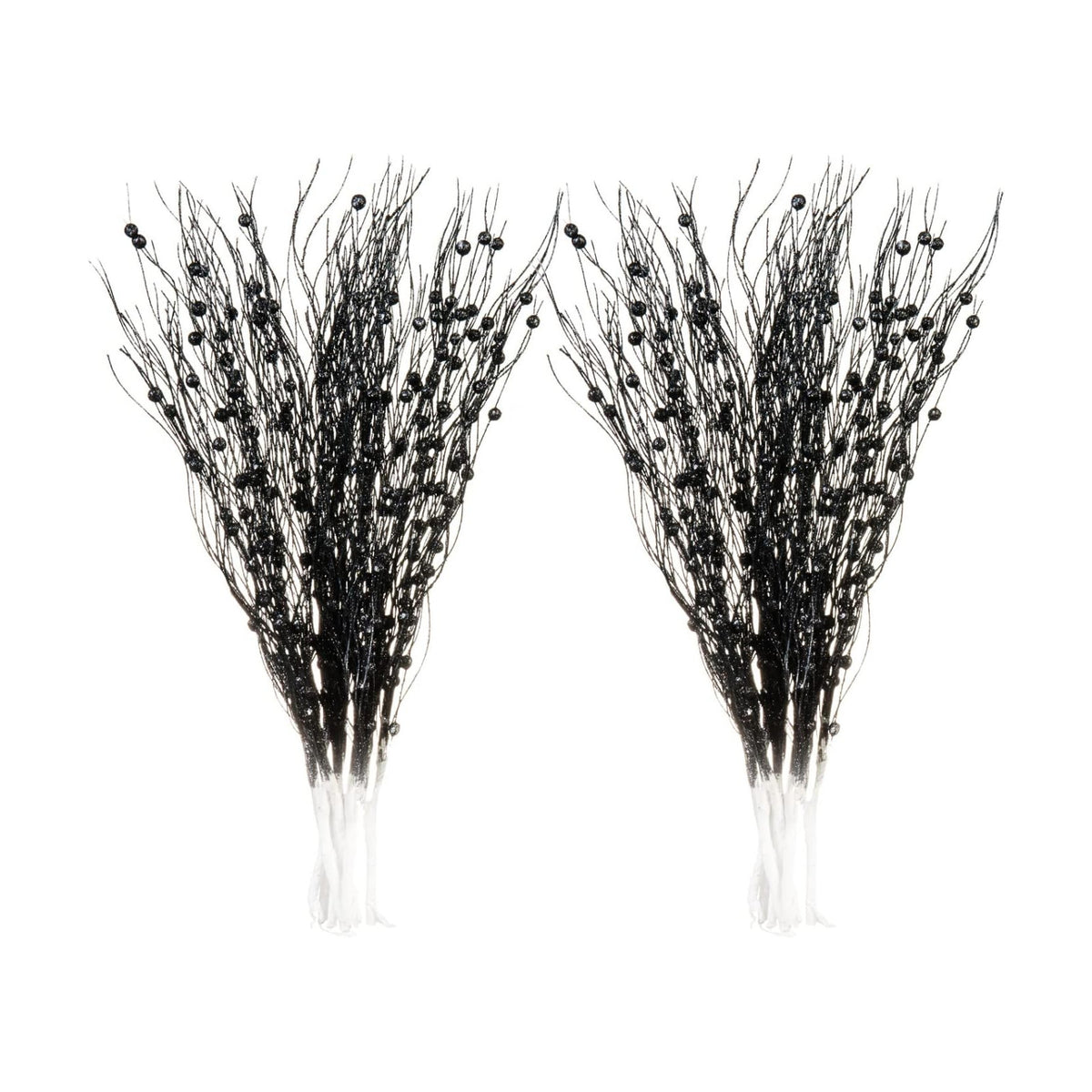 SLK 16-Pack Artificial Glitter Berry Stem Ornaments, Christmas and Halloween Decorative Glittery Twigs, Picks, Branches for Tree, Wreath, Small Vase, Halloween Party (Black)