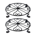 NSYOOMH 2 pack 10" Rustproof Black Metal Plant Stands Heavy Duty Plants Holder Outdoor Indoor, Round Wrought Iron