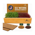 Microgreens Growing Kit - Self-Watering Bamboo Grow Tray | Includes tray, seeds, mats and bamboo surround for easy