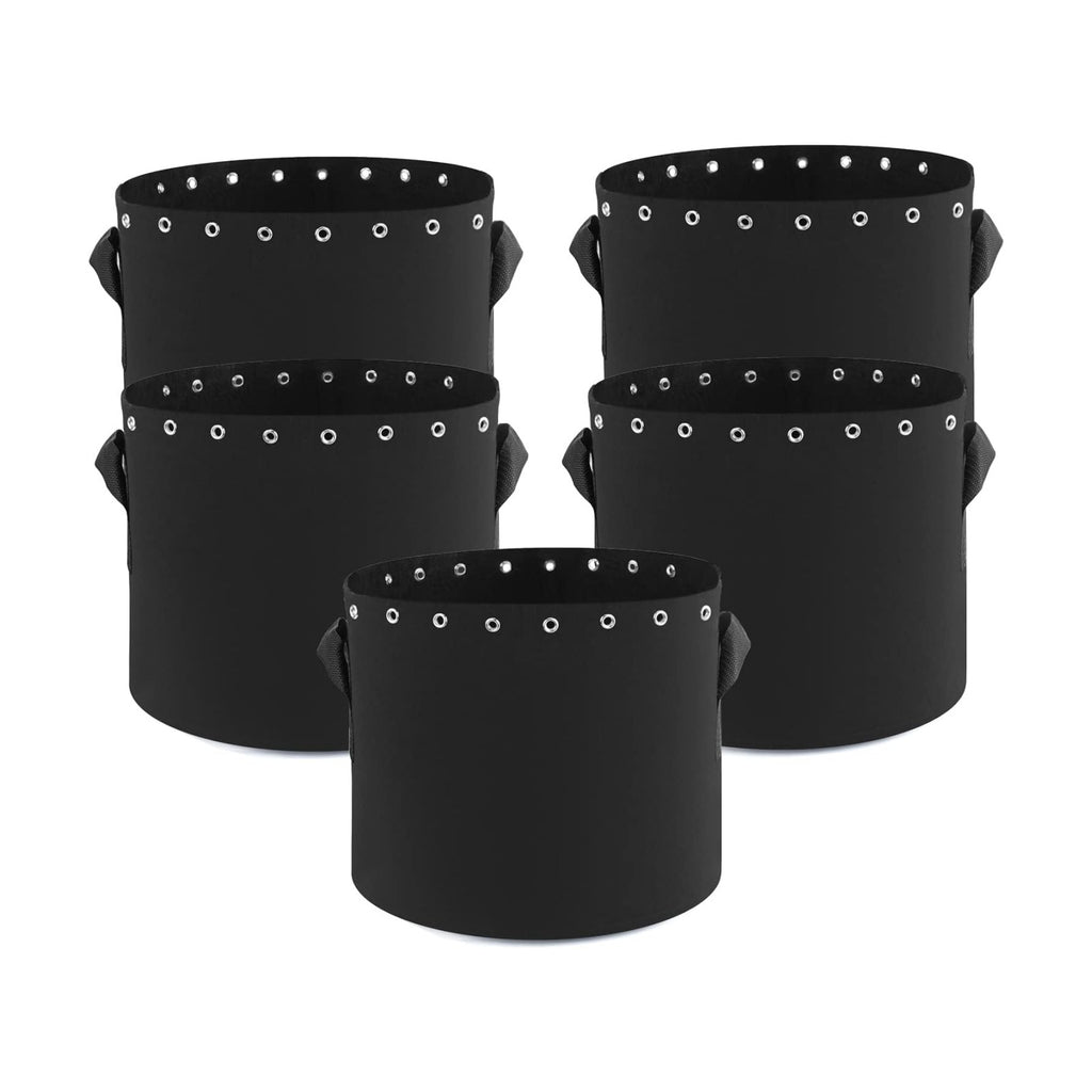 5 Gallon Plant Grow Bags with Holes 5-Packs. | Thichkened Non-Woven Aeration Fabric Pots with Handles - Reinforced