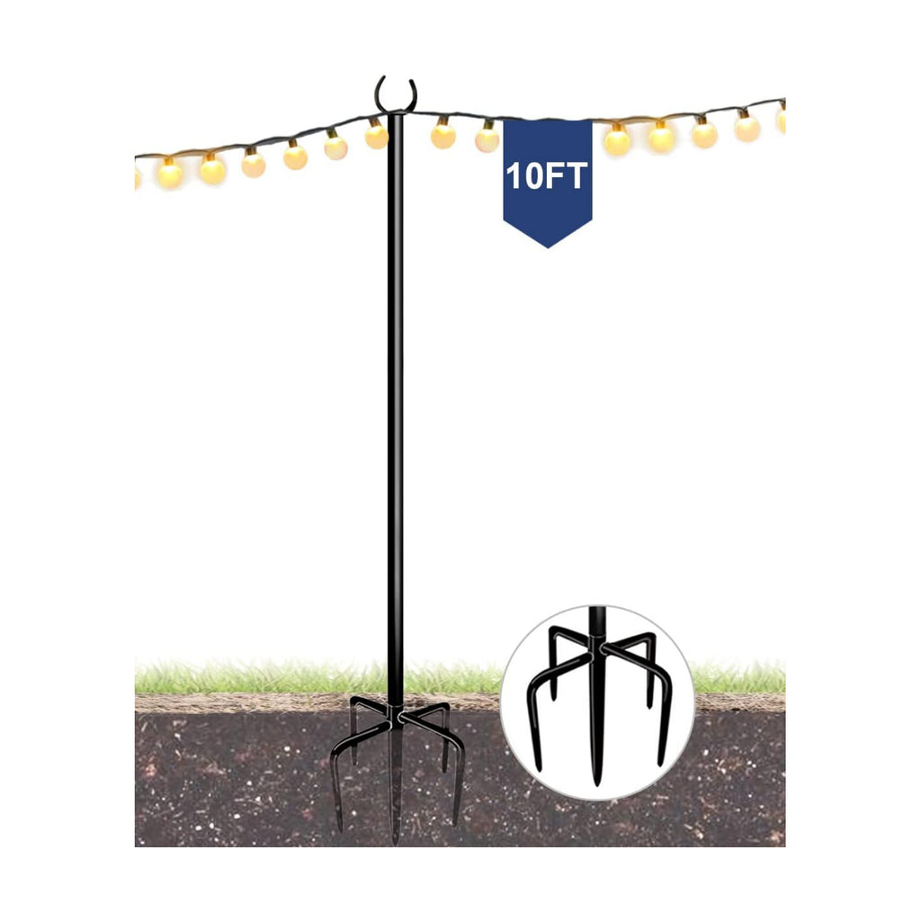 10FT String Light Pole for Outdoor, Heavy Duty Metal Lighting Stand Pole for Garden Lawn Backyard Patio Holiday Wedding