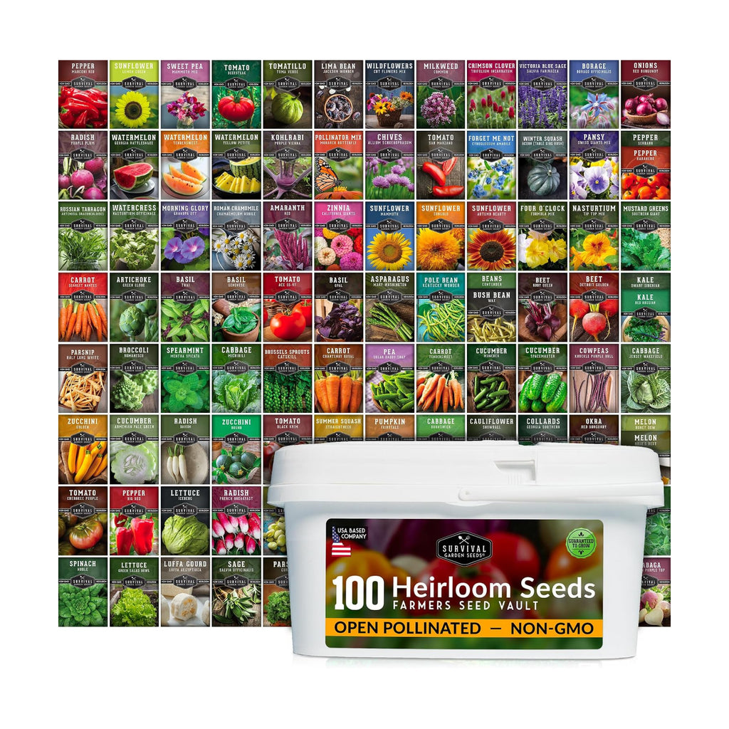 Farmer Seed Vault – 100 Packs of Seed for Heirloom Vegetable Gardens | Non-GMO Vegetables, Fruits, Herbs for Planting –