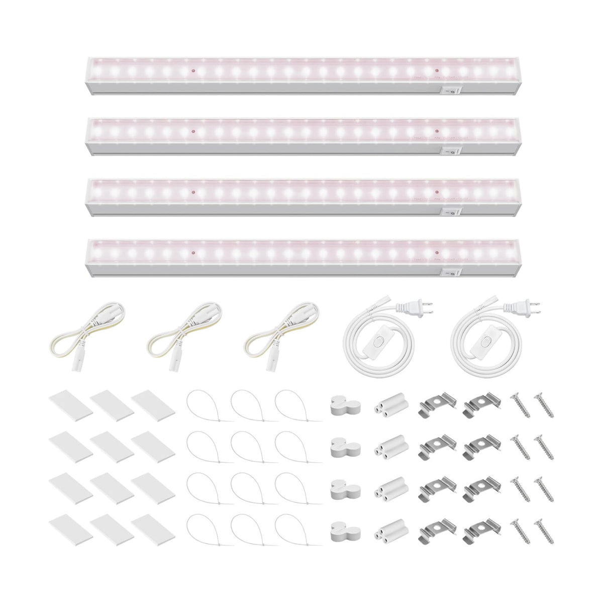 Barrina Grow Light for Indoor Plant, T5 1FT Full Spectrum Sunlight, 4 Packs | Pinkish White Grow Lamp, Linkable LED