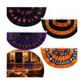 4 Pcs Halloween Bunting Flags for Outside 3 x 1.5 ft Pleated Half Fan Flag