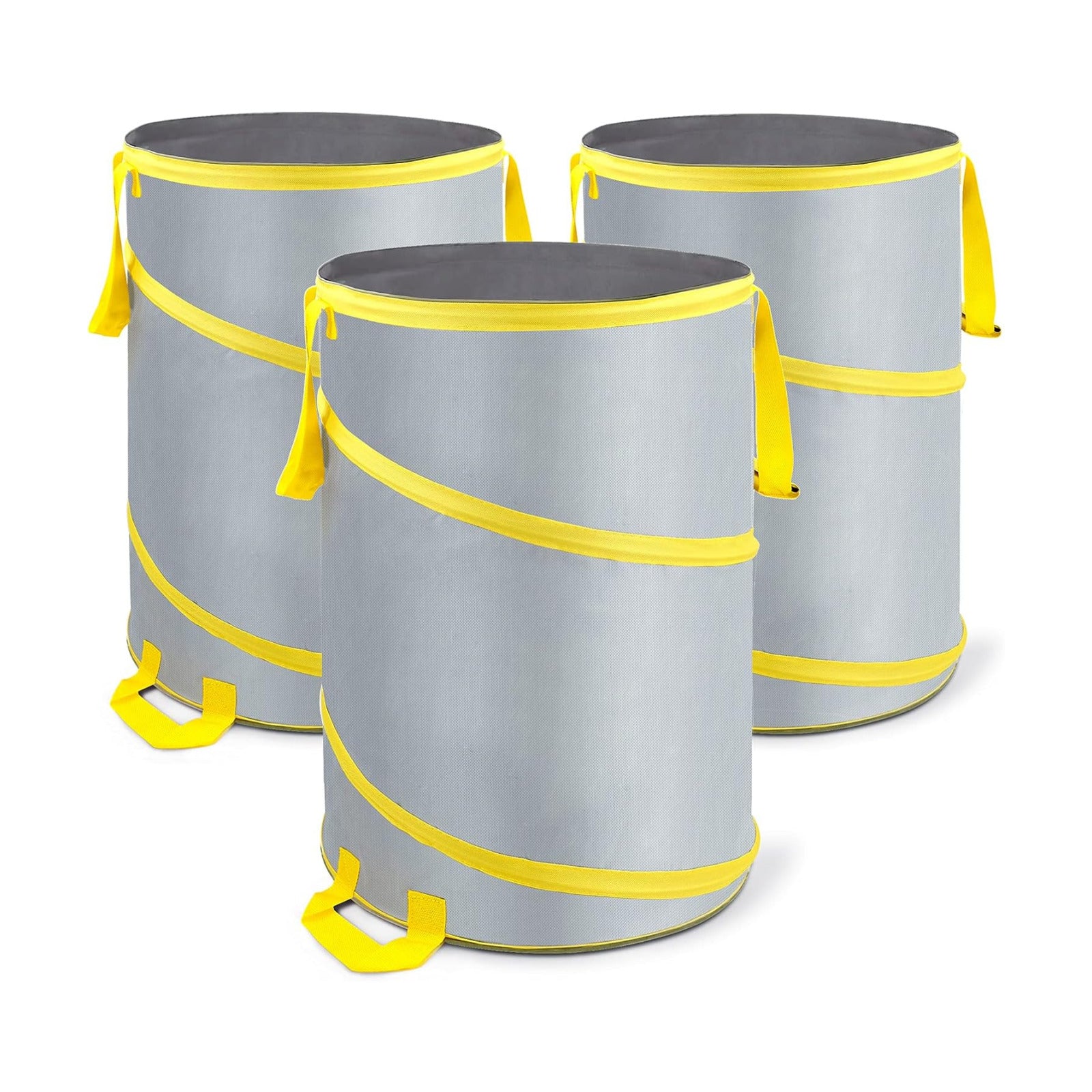 3 Pack 30 Gallon Collapsible Trash Can, Reusable Garden Leaf Bag, Pop-Up Portable Yard Waste Bags for Lawn Debris