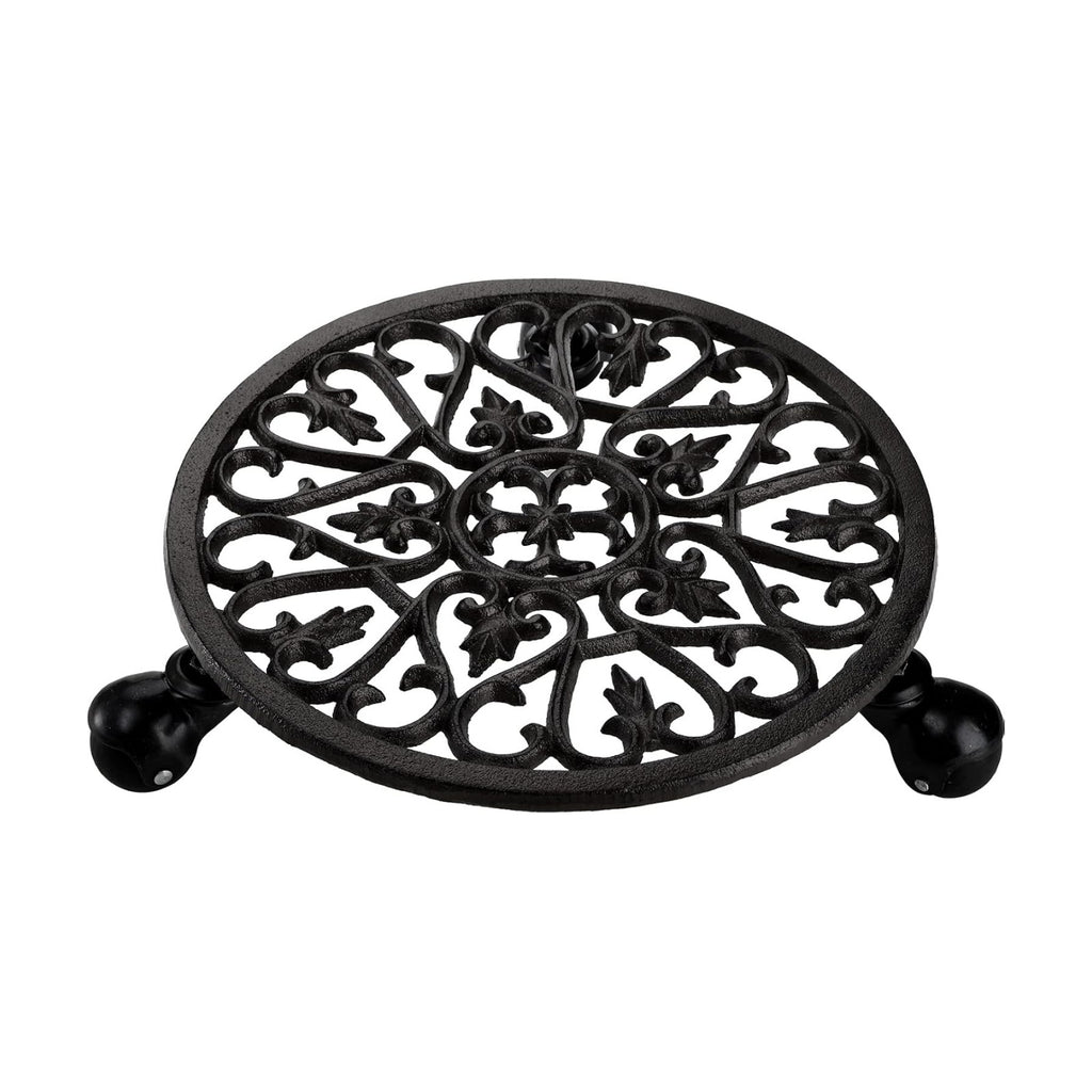 Fasmov Plant Caddy Cast Iron Plant Stand Plant Pallet Caddy Plant Pot with Heavy Duty Wheels Indoor Outdoor Planter